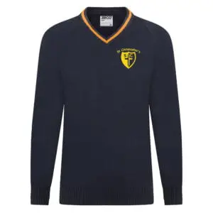 V Neck Jumper with Gold Trim