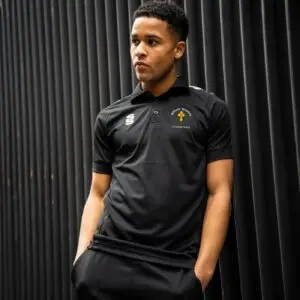 Dual Polo -  Black Melange/White Diagonal Trim